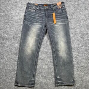 True Rebel 805 Straight Fit Mens Jeans Dark Wash Faded 36x30 New